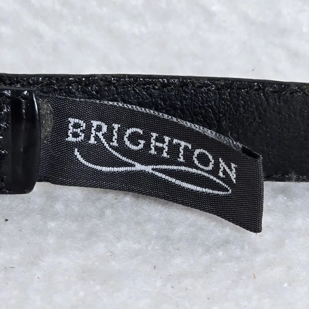 Brighton Black Textured Leather Brilliant Silver Work 3/4